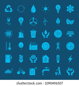 Ecology Environment Solid Web Icons. Vector Set of Glyphs.