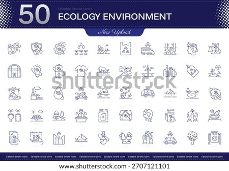 Ecology Environment stroke icon. Ecology Environment line icon set. editable stroke icon pack. Line, Thin, Linear Style Icon Bundle. Fully Customizable