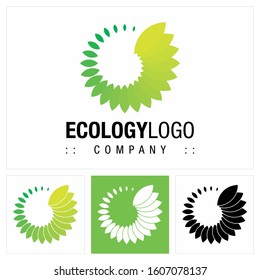 Ecology (Environment, Sustainability, Global Warming) Vector Symbol Company Logo (Logotype). Leaf, Leaves, Green, Nature Icon Illustration. Elegant Modern Identity Concept Design Idea Brand Template.