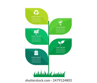 ecology and environment tree and icon infographic on white background. save world and energy. sustainable concept. vector illustration flat design.