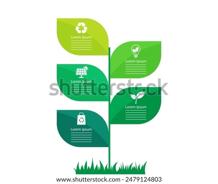 ecology and environment tree and icon infographic on white background. save world and energy. sustainable concept. vector illustration flat design.
