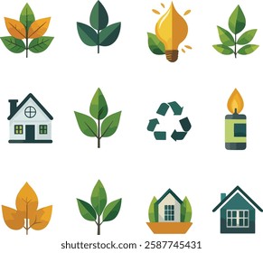 Ecology and Environment Vector Icon Set, Isolated on White Background