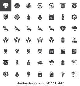 Ecology, environment vector icons set, modern solid symbol collection, filled style pictogram pack. Signs logo illustration. Set includes icons as World Earth Day, Water cycle, Eco energy, renewable