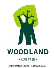 Ecology and environment woodland isolated icon tree plant vector planting and maintaining forests greenery growing saving Earth clean air emblem or logo corporate identity organization or fund