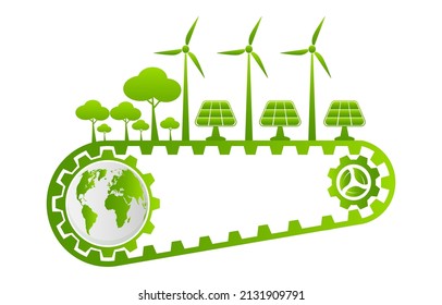 Ecology and Environmental Concept,Earth Symbol With Green Leaves Around Cities Help The World With Eco-Friendly Ideas