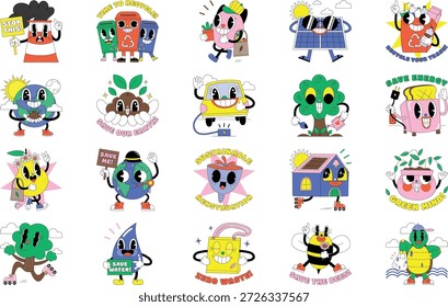 Ecology And Environmental Icons Illustrations Vector Illustration. Illustration symbol design template for web mobile UI element.