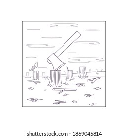 Ecology and environmental problems. Environmental crisis. Contour image on a white background. Flat design. Vector illustration.
