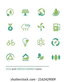 Ecology and environmental protection icon set. Isolated on white background. Vector illustration flat design. 