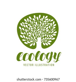 Ecology, Environmental Protection, Nature Logo Or Symbol. Tree With Leaves Icon. Vector Illustration