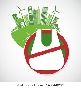 Ecology and Environmental Save World Concept,No plastic bags.Vector illustration