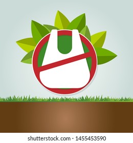 Ecology and Environmental Save World Concept,No plastic bags.Vector illustration