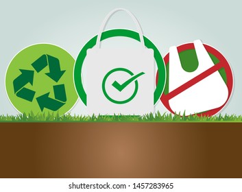 Ecology and Environmental Save World Concept,No plastic bags.Vector illustration