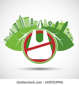 Ecology and Environmental Save World Concept,No plastic bags.Vector illustration