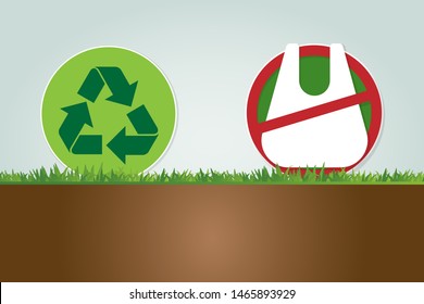 Ecology and Environmental Save World Concept,No plastic bags.Vector illustration