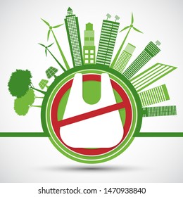 Ecology and Environmental Save World Concept,No plastic bags.Vector illustration