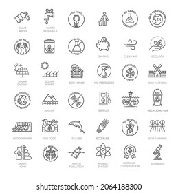 Ecology, environmental vector icons. Outline symbols