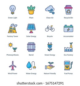 Ecology and Environmentalism Filled Line Icons - Vectors 