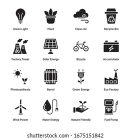  Ecology and Environmentalism Glyph Icons - Vectors 