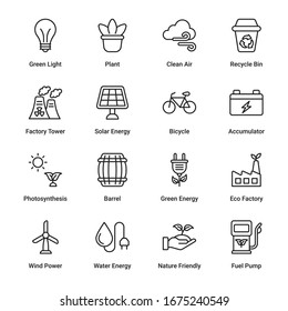  Ecology and Environmentalism related outline Icons - stroke, vector 