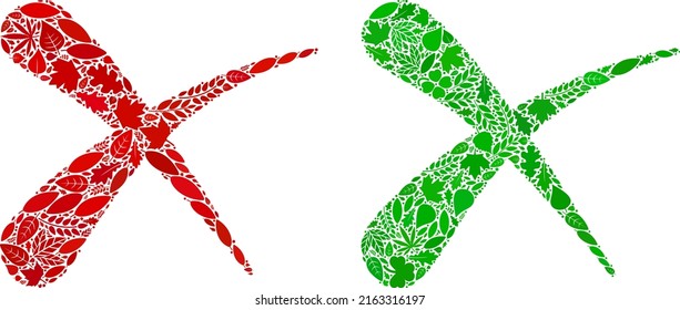 Ökologie löscht die Ikone-Zusammensetzung von Kräuterblättern in Grün- und Naturfarbtönen. Ökologische Umwelt Vektorkonzept für Löschen Icon. Erase Vektorbild besteht aus grünen Kräutersymbolen.