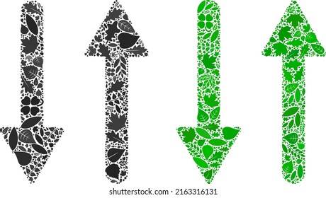 Ecology exchange arrows icon collage of herbal leaves in green and natural color variations. Ecological environment vector concept for exchange arrows icon.