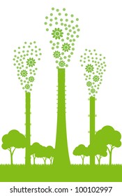 Ecology factory chimney vector background concept with no pollution
