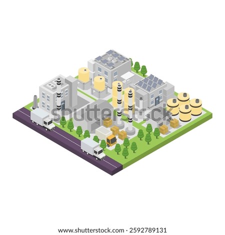 Ecology factory isometric in vector
