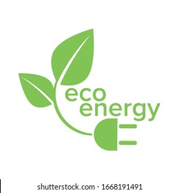 Ecology and Fan Concept, Green Leaves Around Cities Help The World With Eco-Friendly Ideas Eco energy logo template vector icon illustration. Electricity, environment.