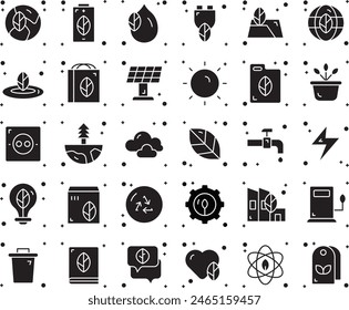 Ecology fill icon set vector design illustration stock