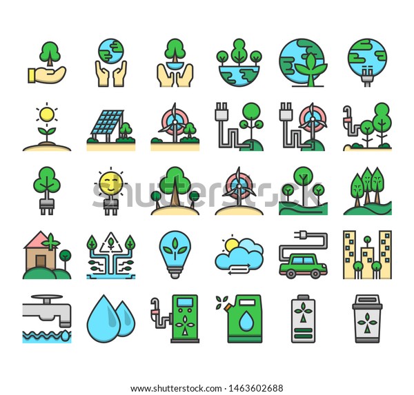 Ecology\
Filled Outline Icon, Energy Conservation\
Concept.