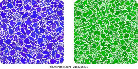 Ecology filled square icon composition of herbal leaves in green and natural color tinges. Ecological environment vector concept for filled square icon.