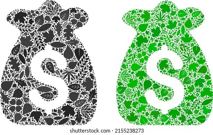 Ecology financial capital icon composition of herbal leaves in green and natural color variations. Ecological environment vector template for financial capital icon.