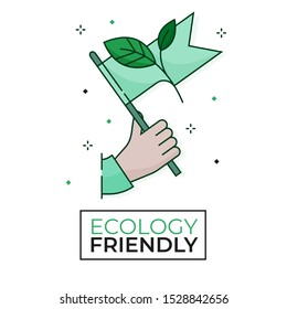 Ecology flag icon - Ecology friendly - Editable stroke	