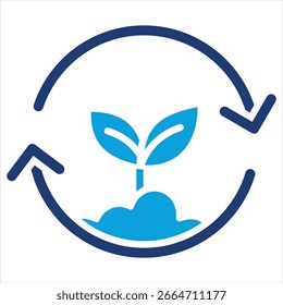 Ilustración vectorial plana azul del icono de la ecología