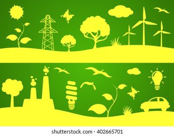 Ecology flat design new set nature