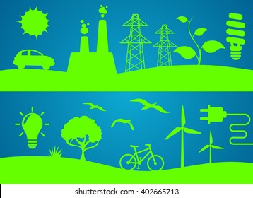 Ecology flat design set nature