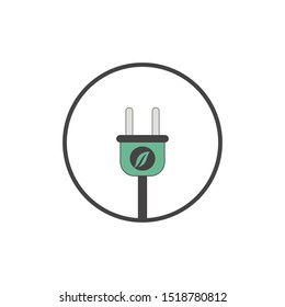 Ecology Flat Icon plug in circle on white background. Vector