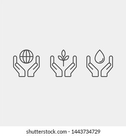 Ecology flat vector icons set. Ecology, energy, recycle flat vector icons