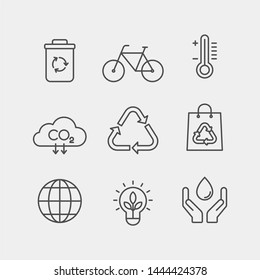 Ecology flat vector icons set. Ecology, energy, recycle flat vector icons