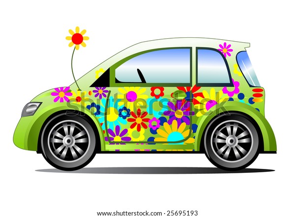 Ecology Flower Power Car Stock Vector (Royalty Free) 25695193