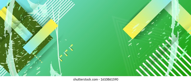 Ecology flyer template fresh green leaves concept. Poster, card, label, banner design stylish geometrical background