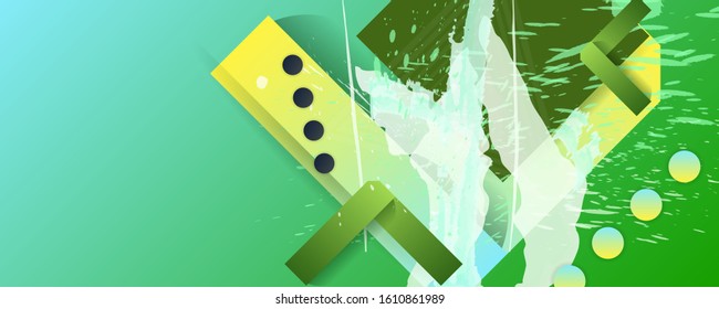 Ecology flyer template fresh green leaves concept. Poster, card, label, banner design stylish geometrical background