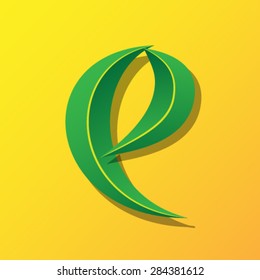 Ecology font from leaves, letter e - lowercase.