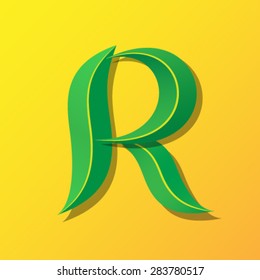 Ecology font from leaves, letter R.