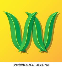 Ecology font from leaves, letter W.