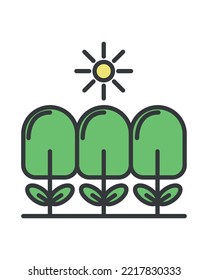 ecology forest and sun icon isolated