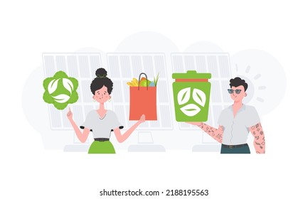 Ecology friendly concept. ECO team. Fashion trend vector illustration.