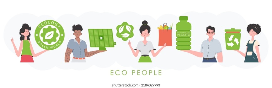 Ecology friendly. ECO friendly People. Flat trendy style. Vector.