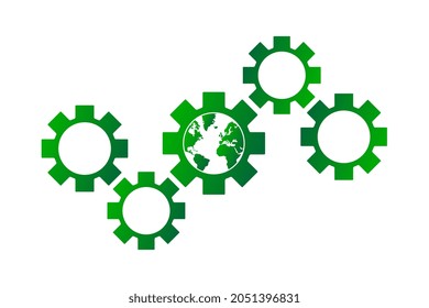 Ecology gear. Green world with eco-friendly concept idea.