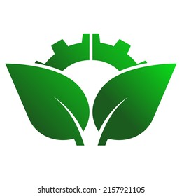 Ecology gear icon in trendy colorful style design. Vector illustration isolated on white background.